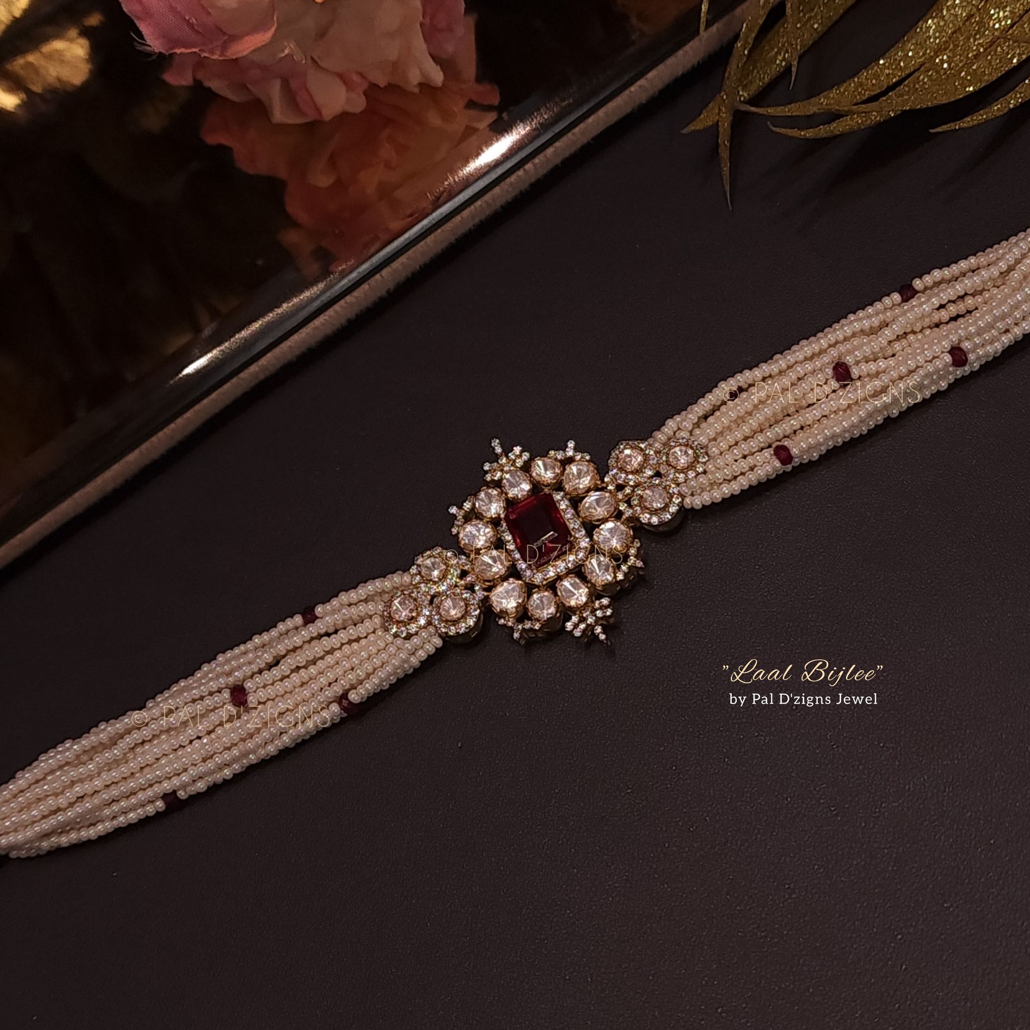 Laal Bijlee Moissanite Polki Choker