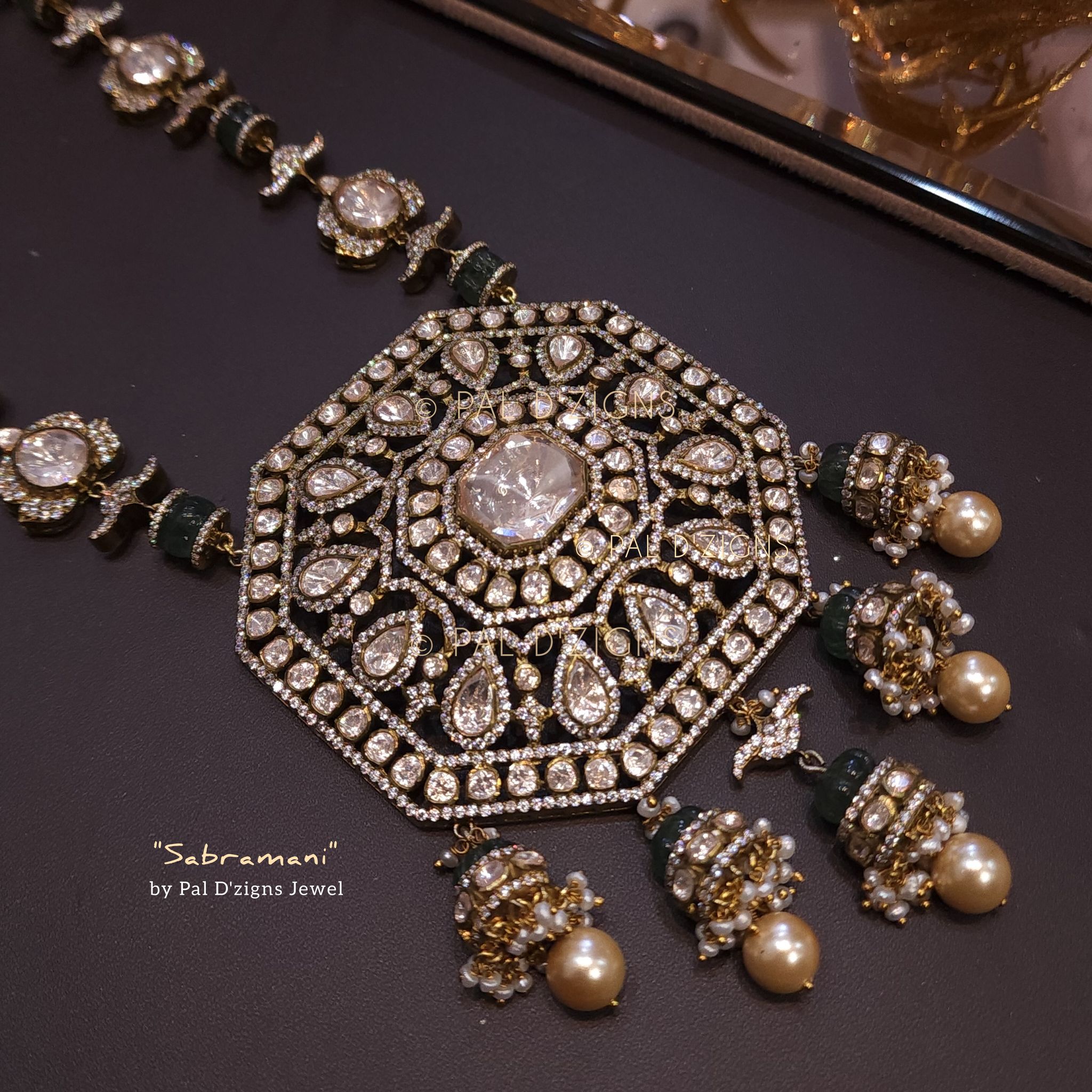 Sabramani Moissanite Polki Pendant