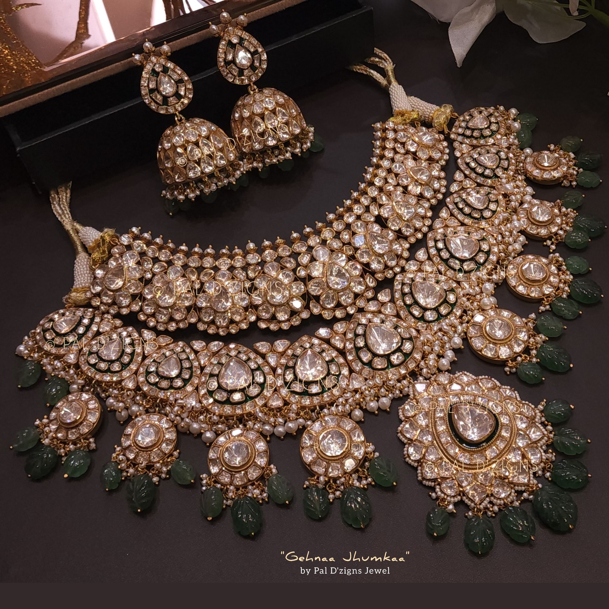 Gehnaa jhumka set Moissanite Polki