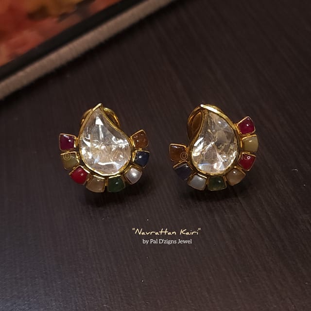 Navrattan Kairi Moissanite Polki Earings