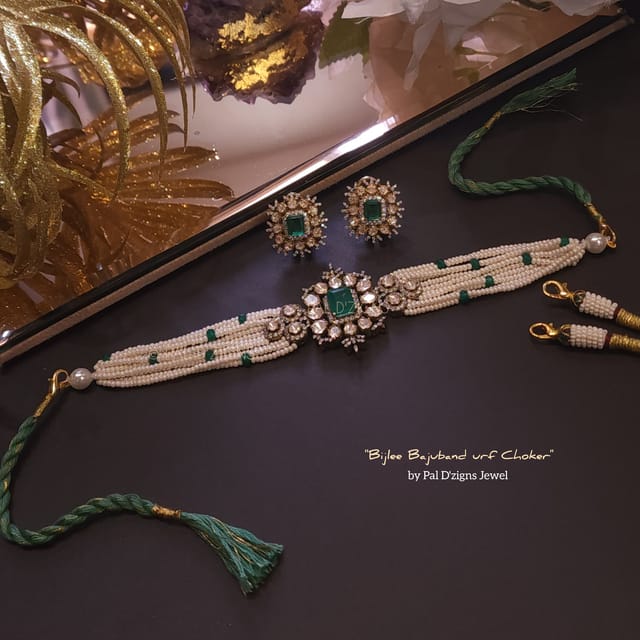Bijlee Bajuband Urf Choker Moissanite Polki Set