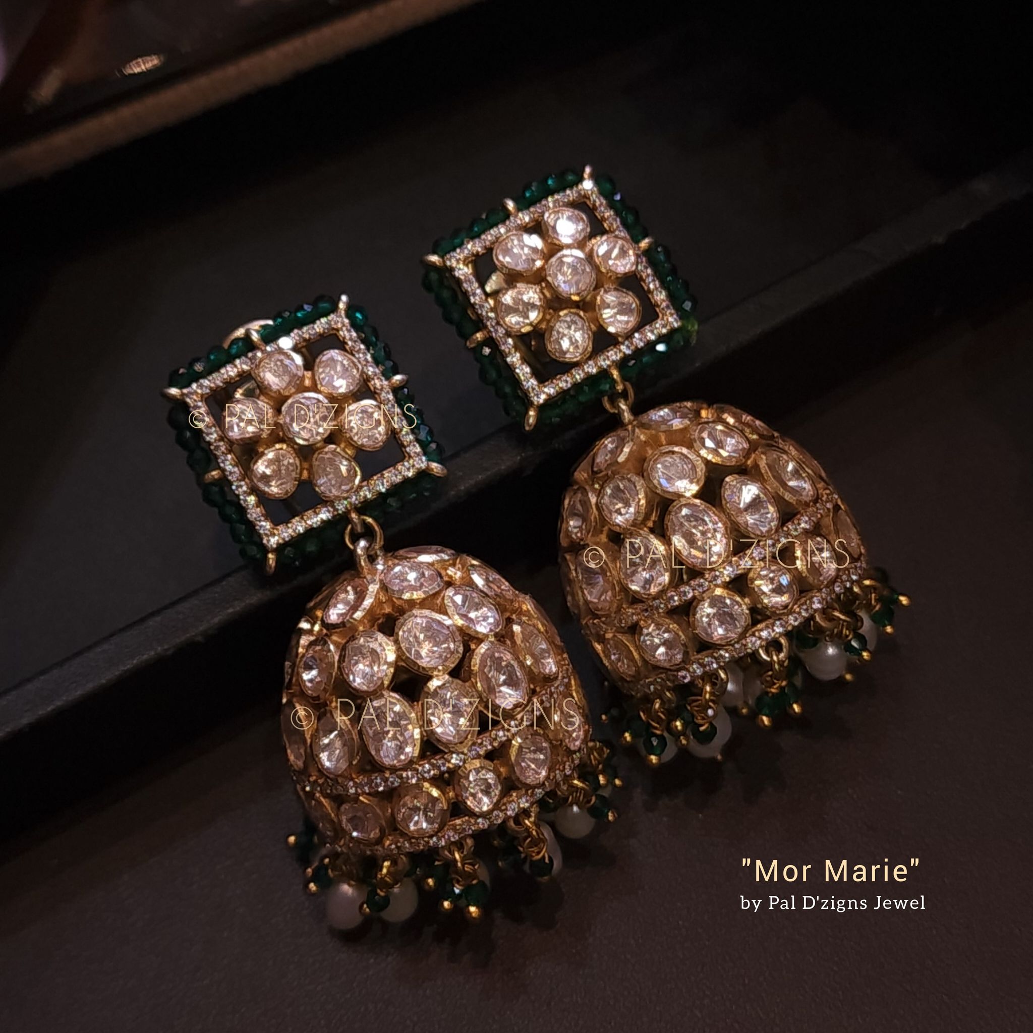 Mor Marie Moissanite Polki Jhumki