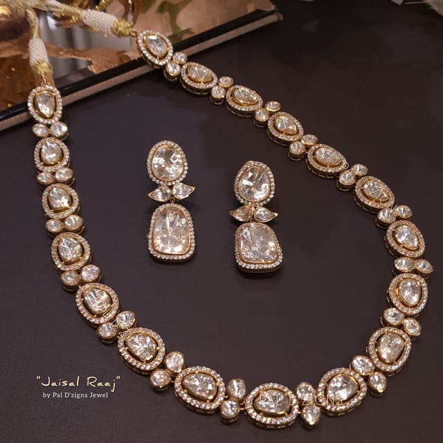 Jaisal Raaj Moissanite Polki Necklace Set