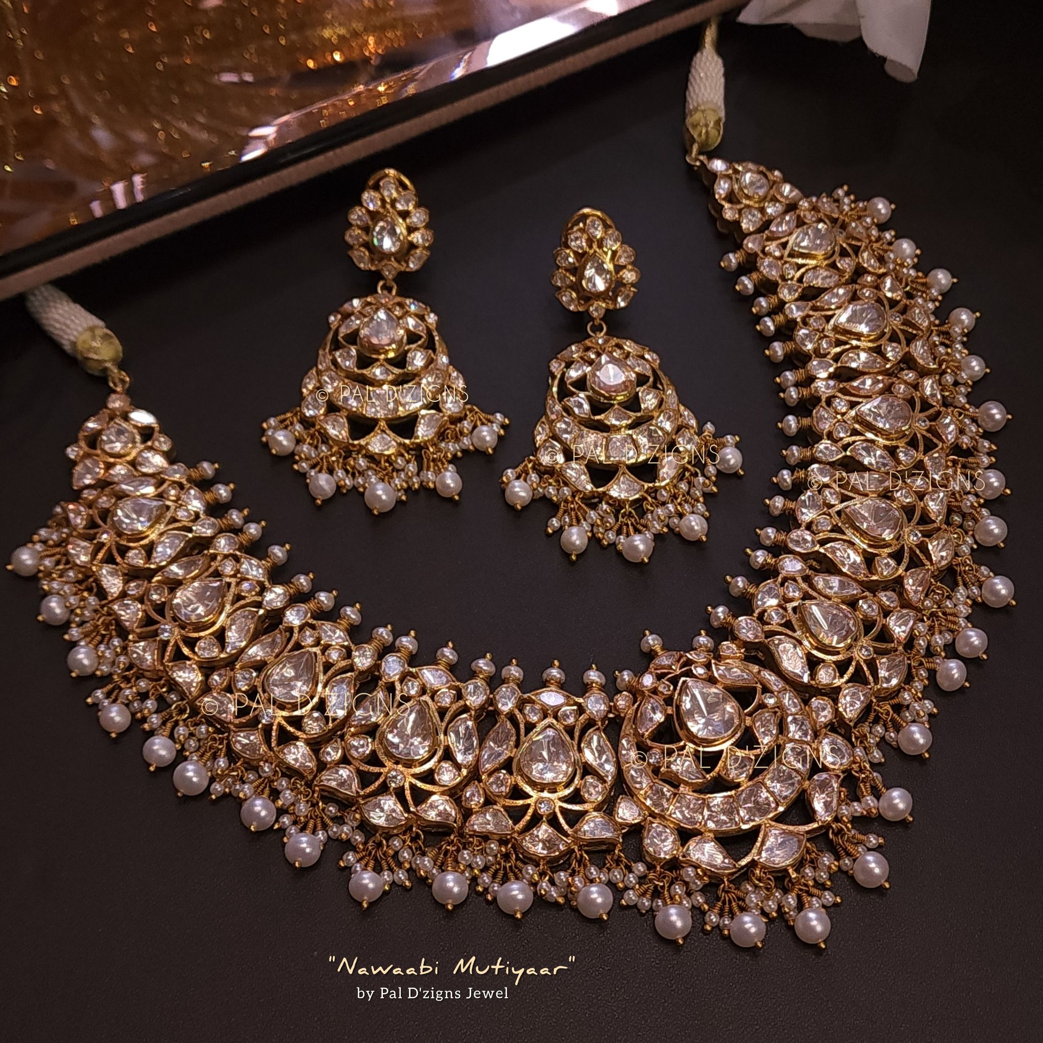 Nawaabi Mutiyaar Moissanite Polki Necklace Set