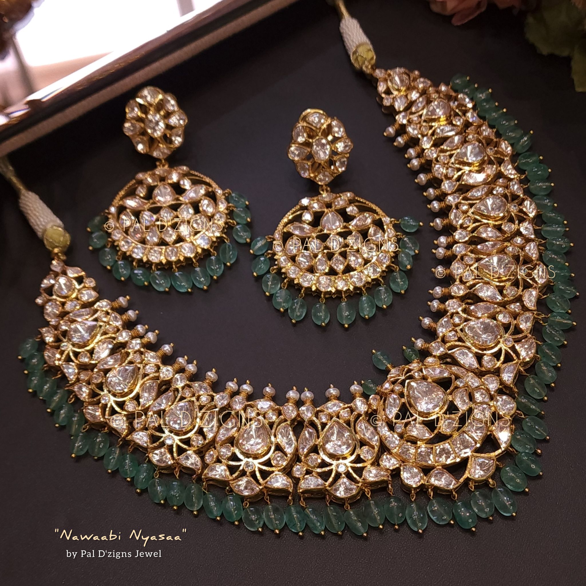 Nawaabi Nyasaa Moissanite Polki Necklace Set