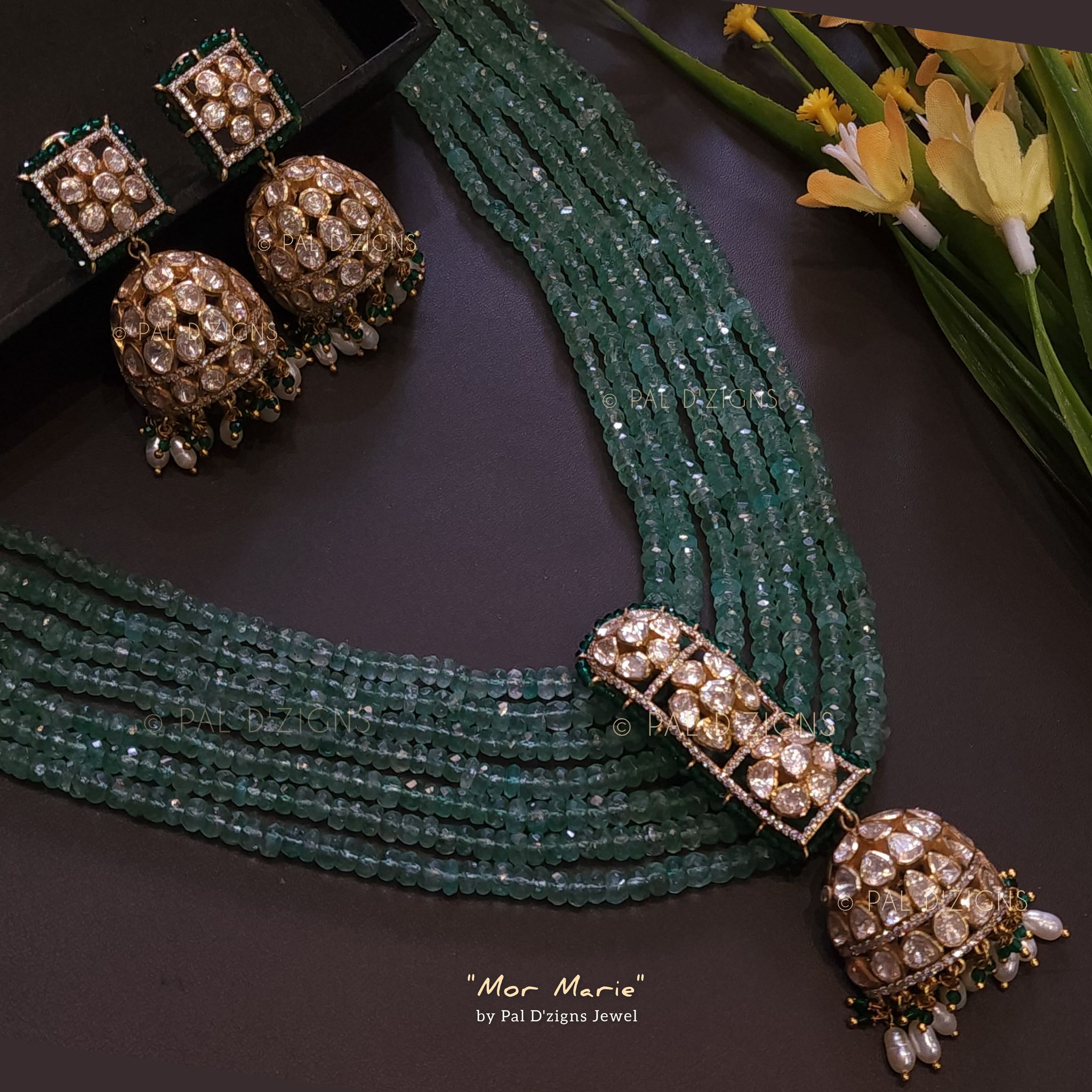 Mor Marie Moissanite Polki Necklace Set