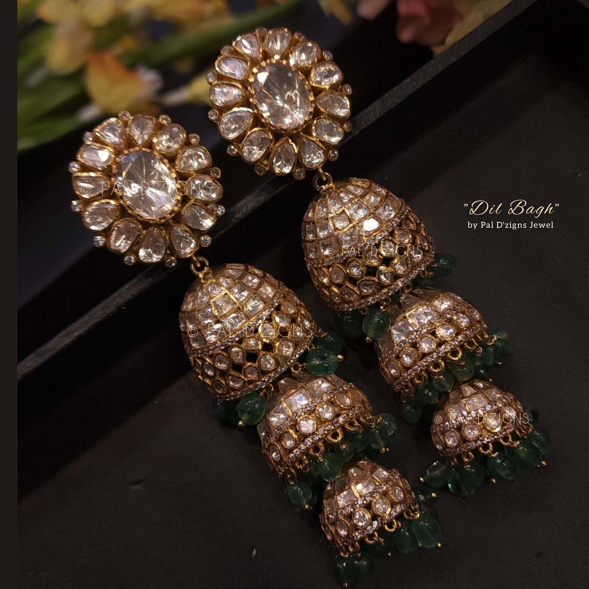 Dil Bagh Jumeirah Moissanite Polki Jhumki