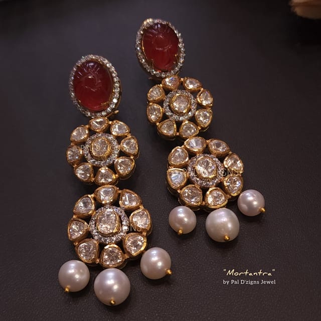 Mortantra Moissanite Polki Earring