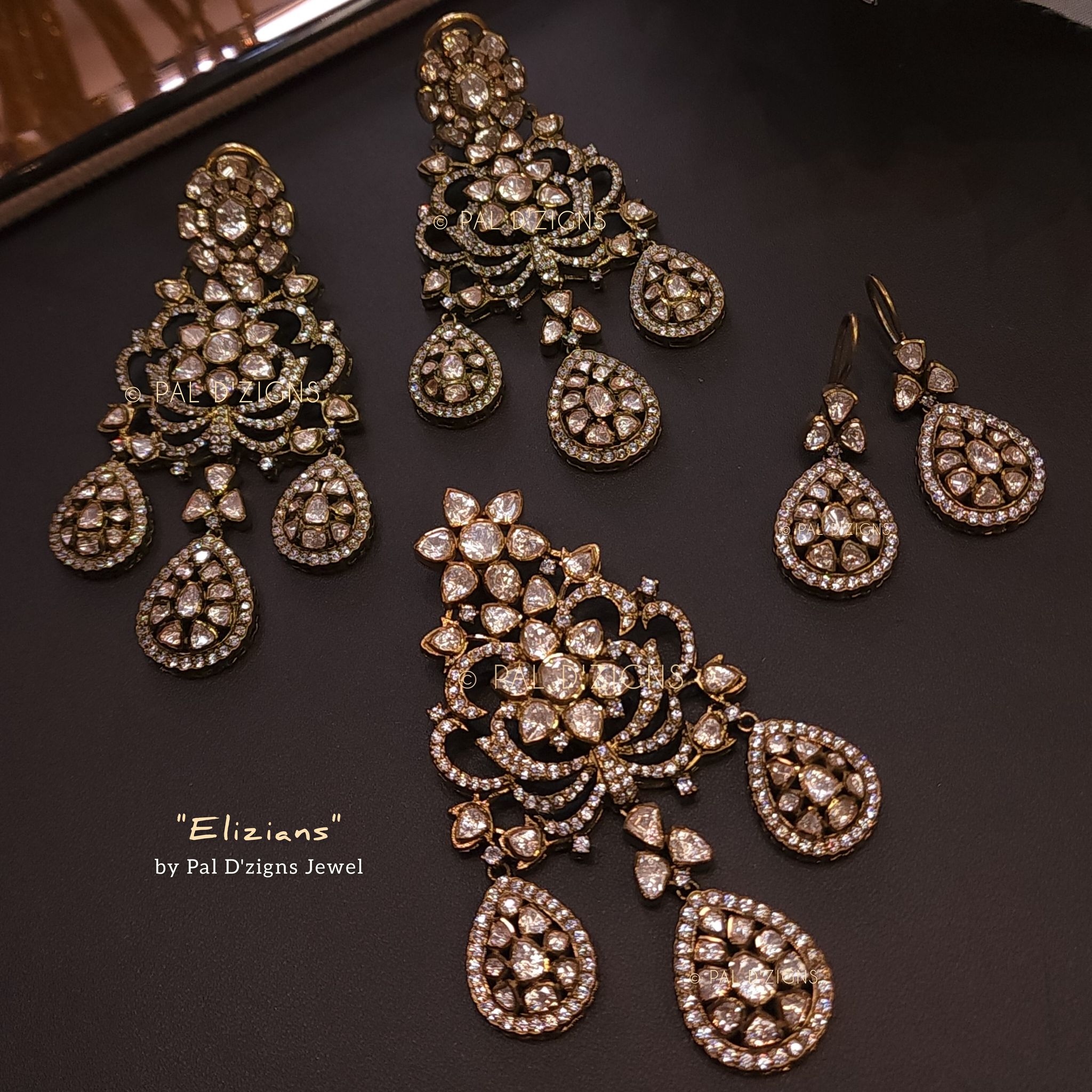 Q' Elizians Moissanite Polki Pendant Set