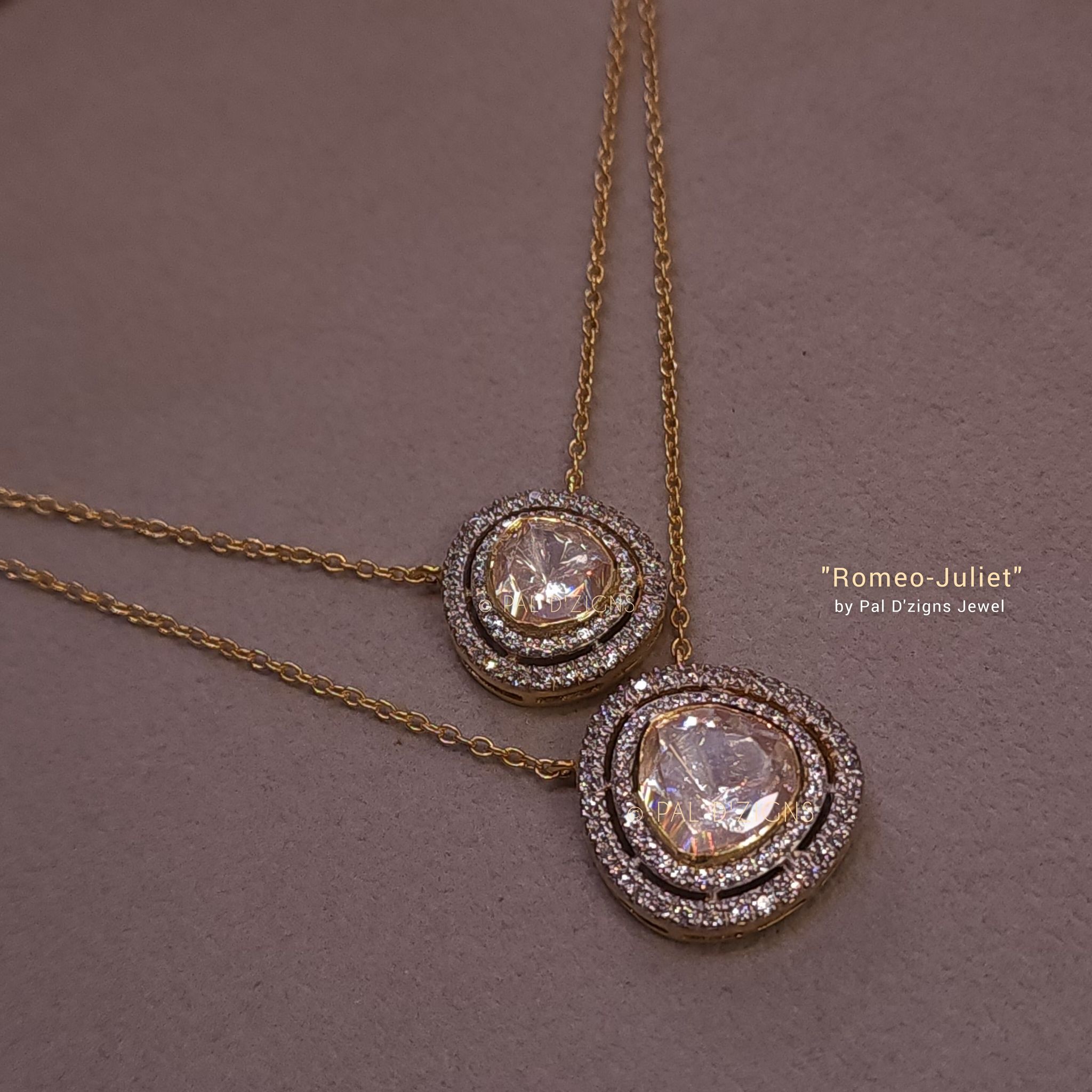 Romeo juliet Moissanite Polki Pendant