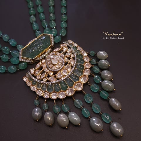 Vaahan Moissanite Polki Pendant Necklace