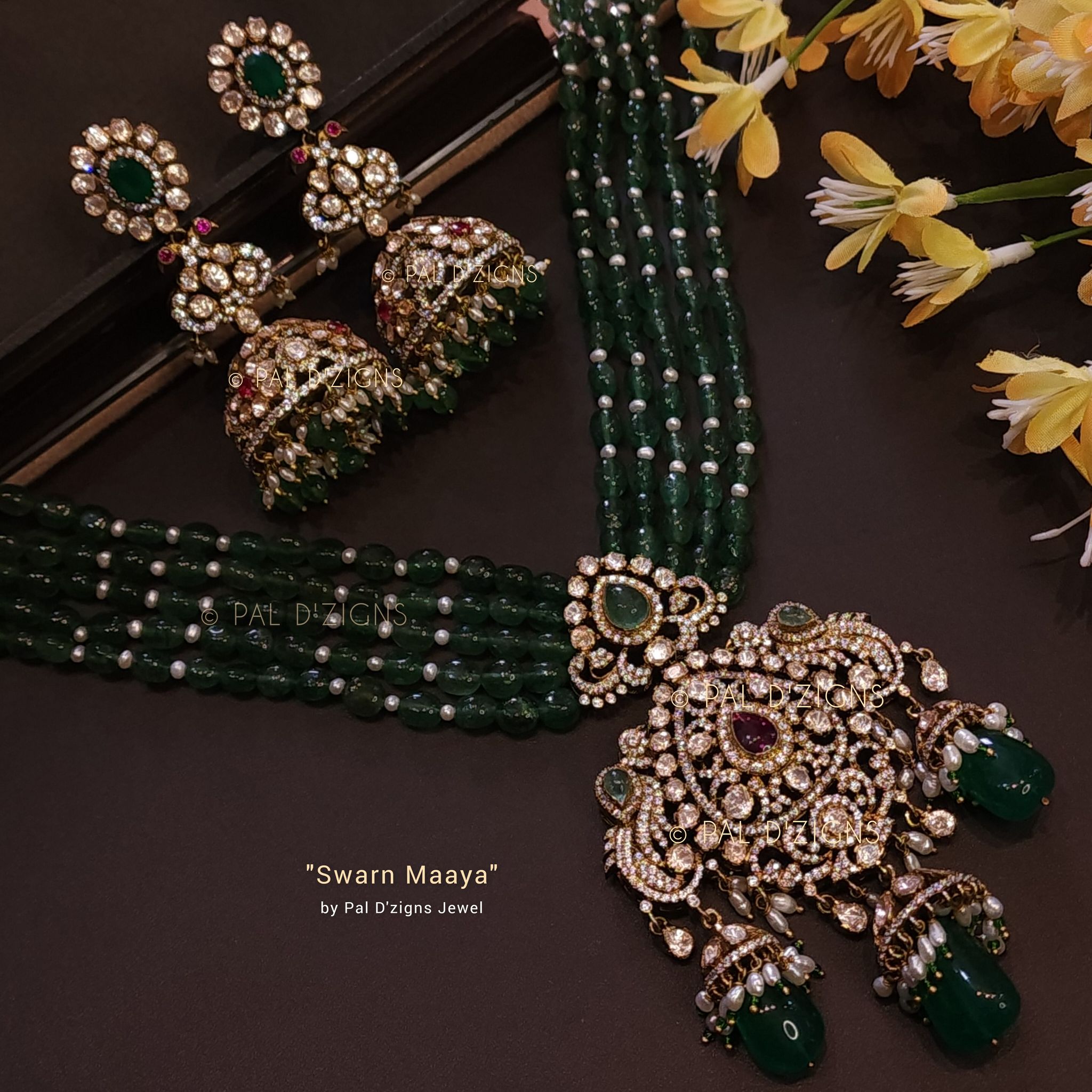 Swarn Maaya Moissanite Polki Pendant Set