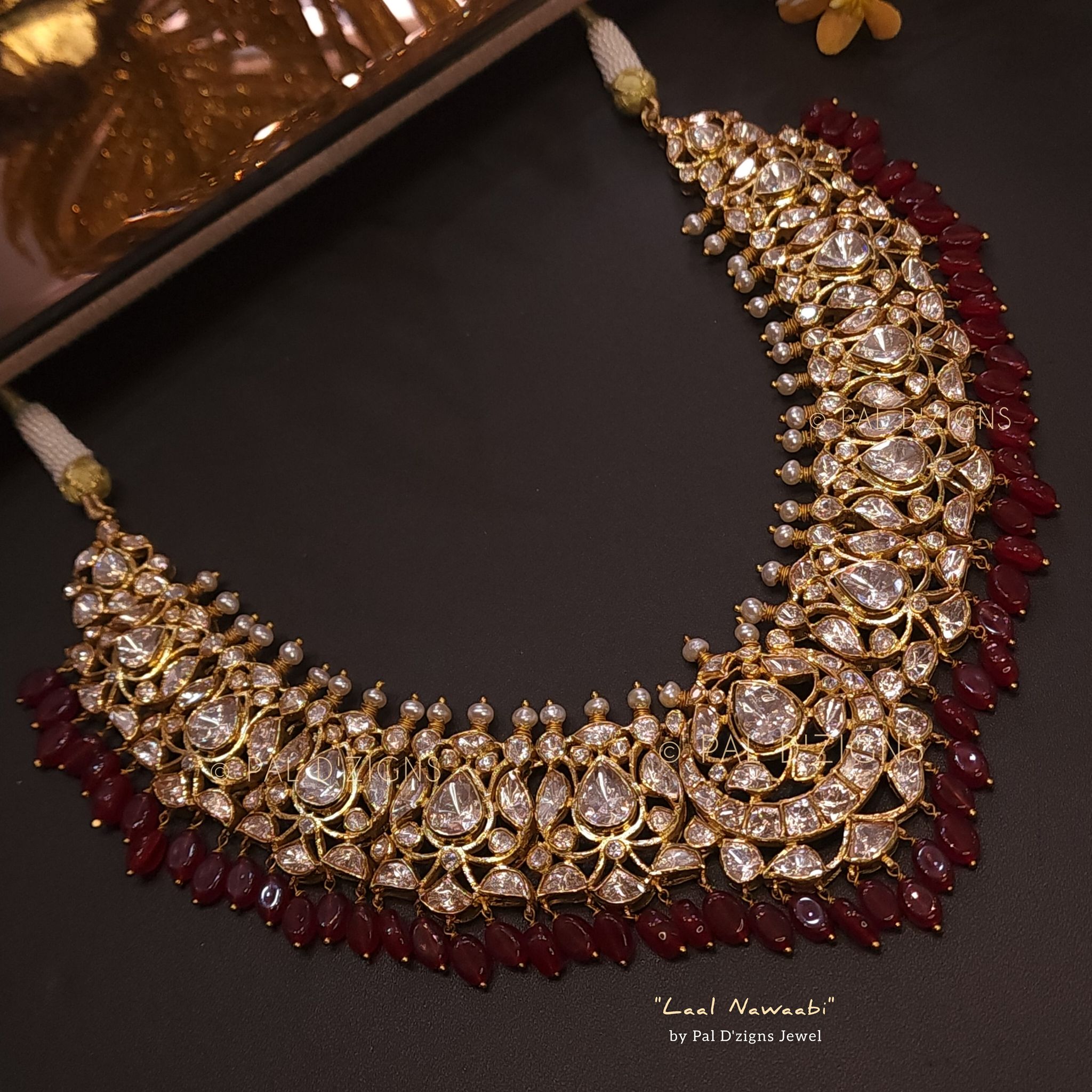 Laal Nawaabi Moissanite Polki Necklace