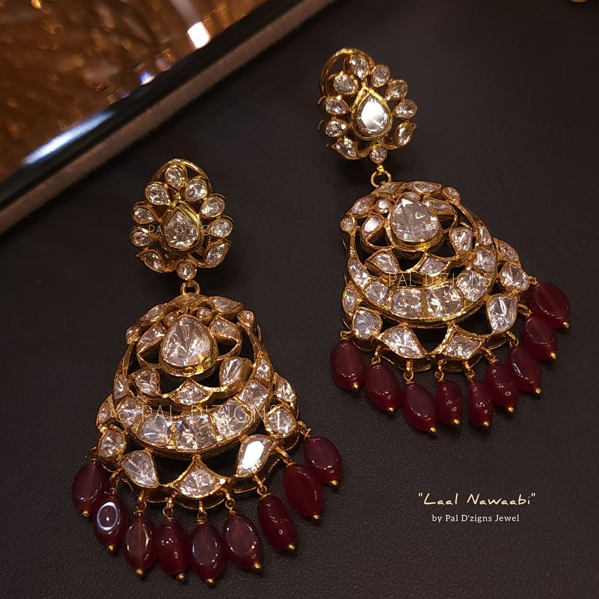 Laal Nawaabi Moissanite Polki Earring