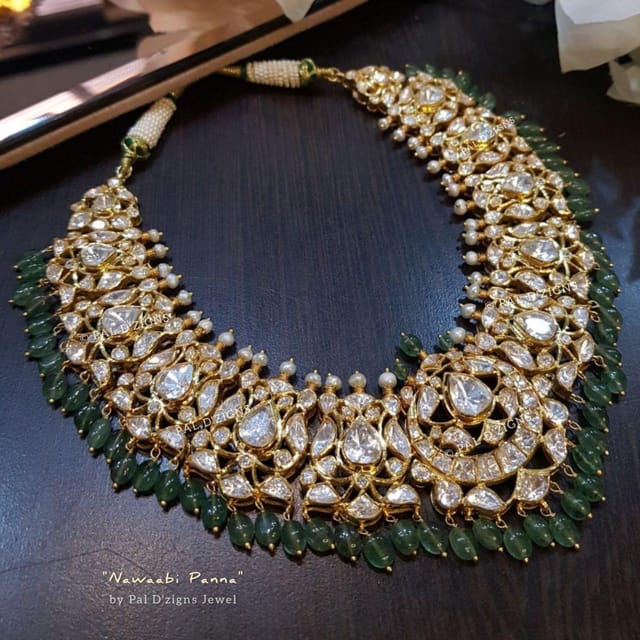 Nawaabi Panna Moissanite Polki Necklace