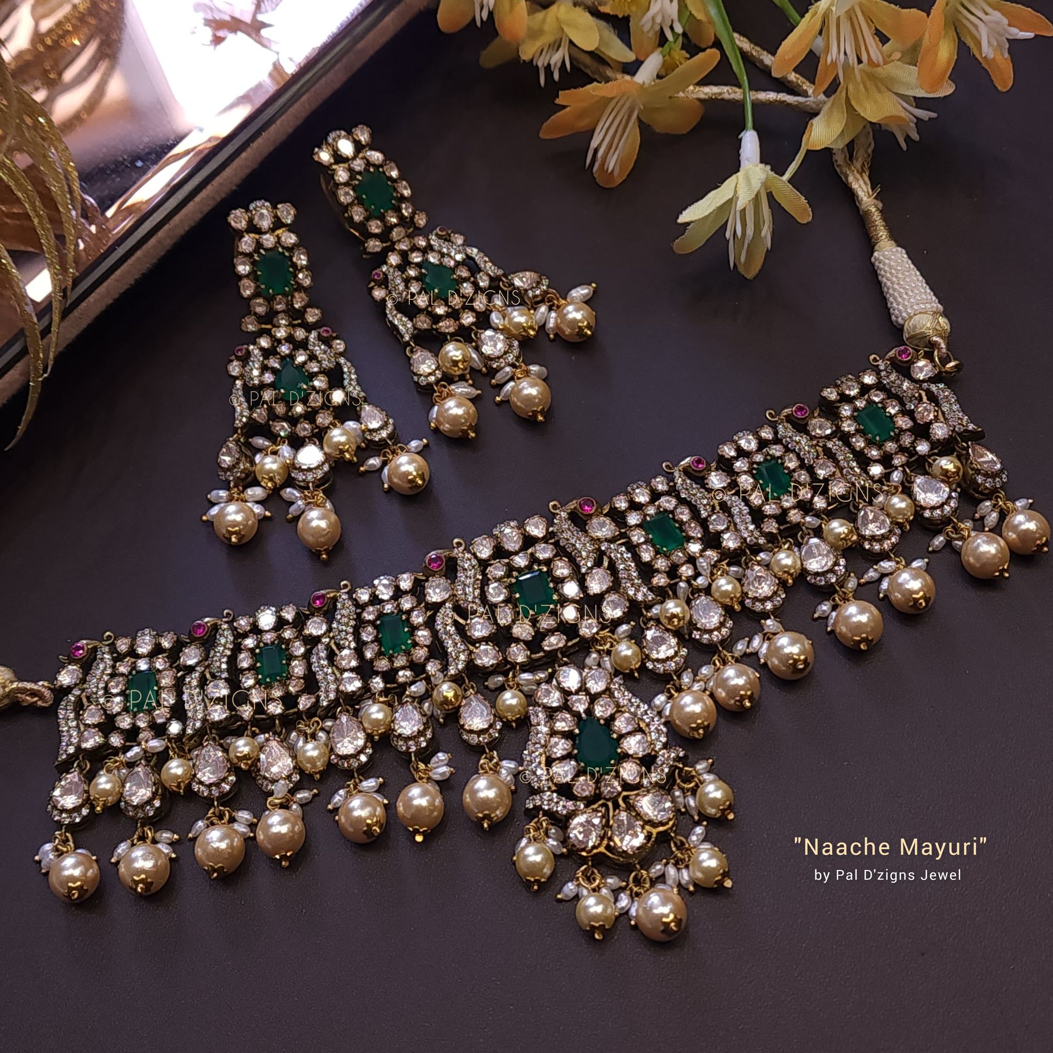 Naache Mayuri Moissanite Polki Choker Set
