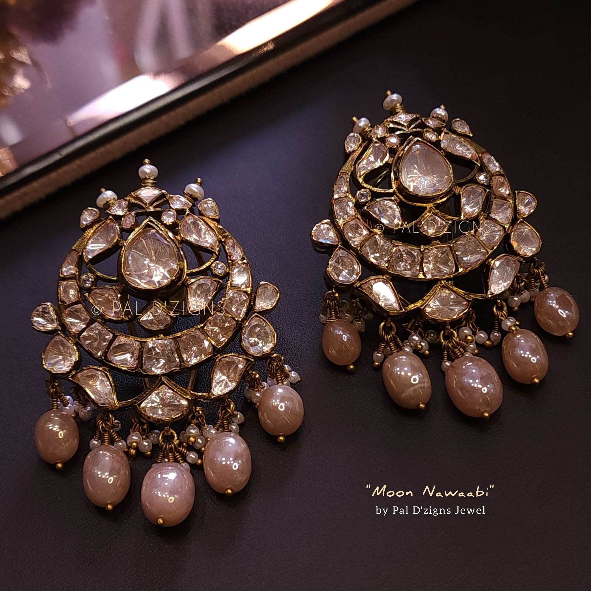 Moon Nawaabi Moissanite Polki Earring