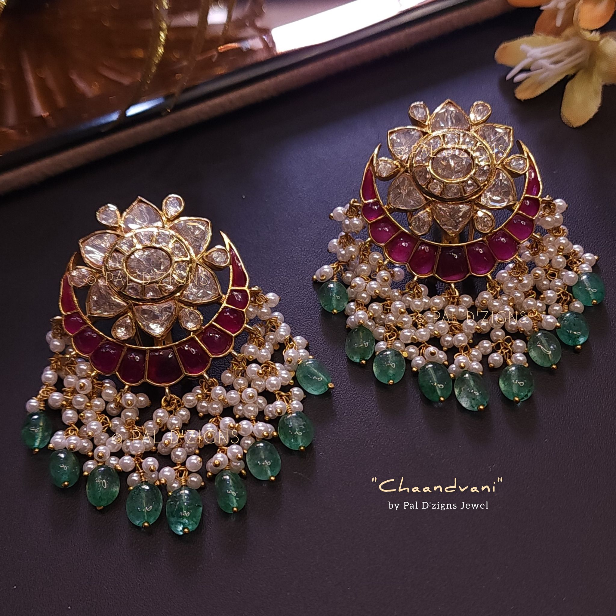Chaandvaani Moissanite Polki Earings