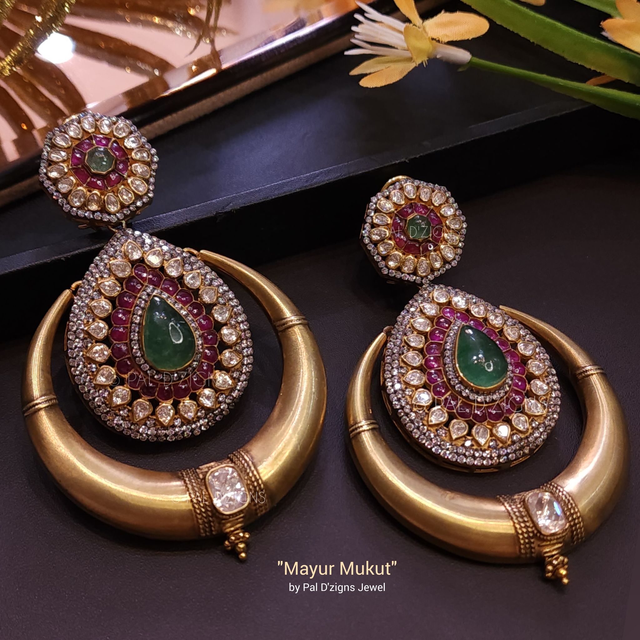 Mayur Mukut Moissanite Polki Earring