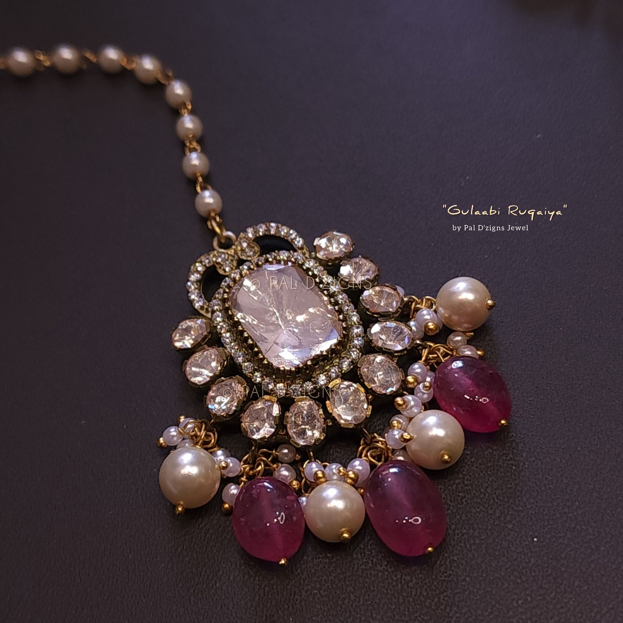 Gulaabi Ruqaiya Moissanite Polkis Maangtika
