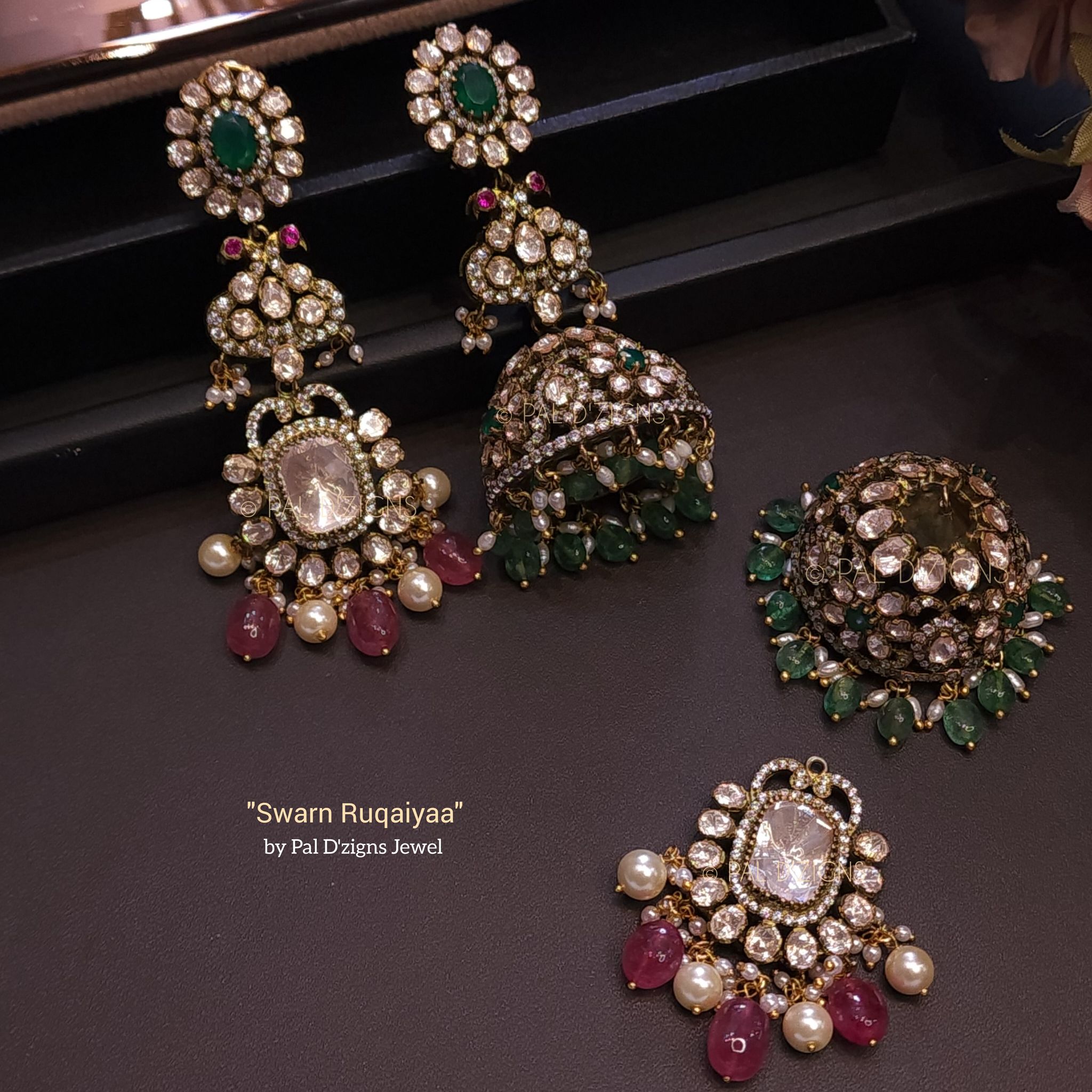 Swarn Rukaiyaa Jhumka Moissanite Polki Earing