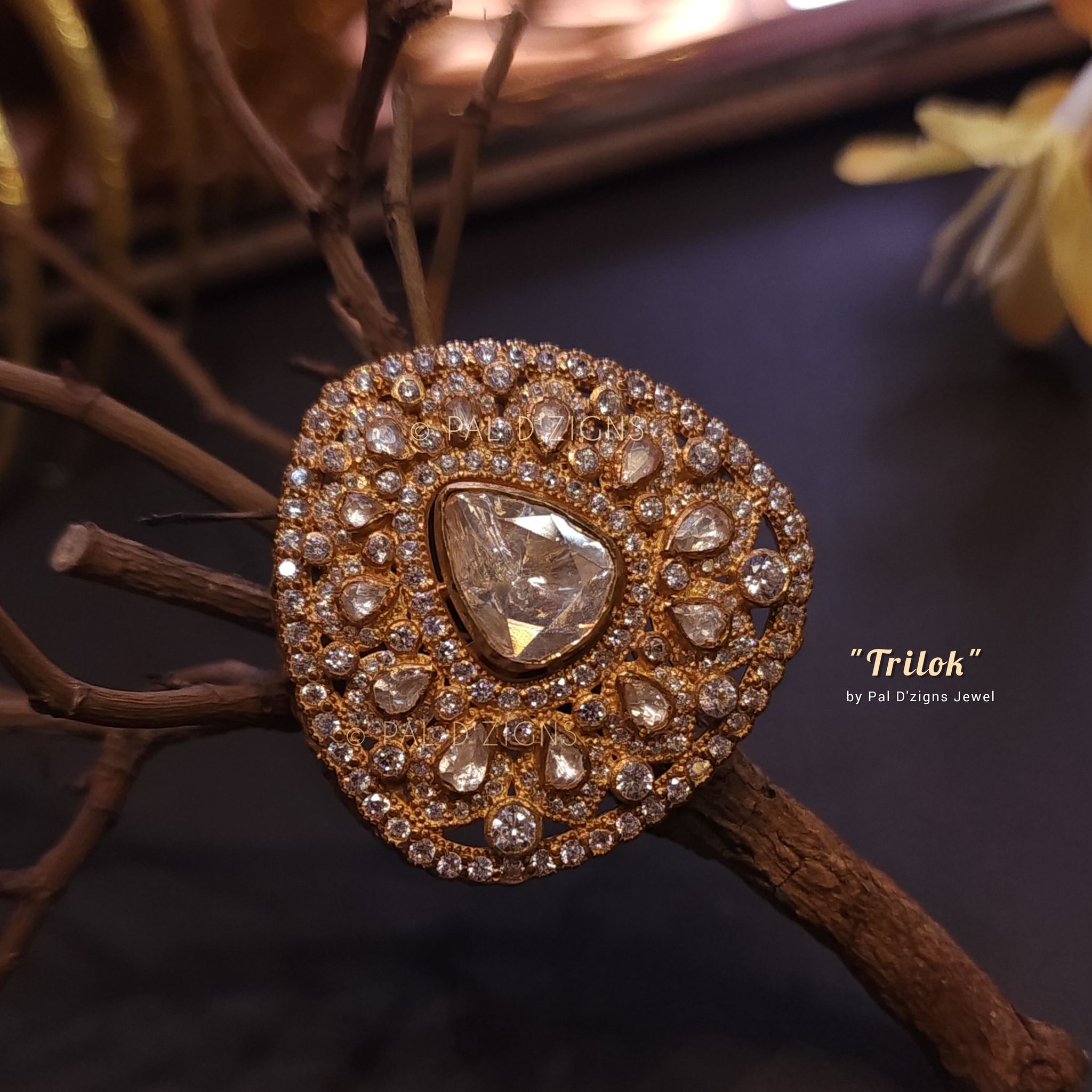 Trilok Moissanite Polki Ring