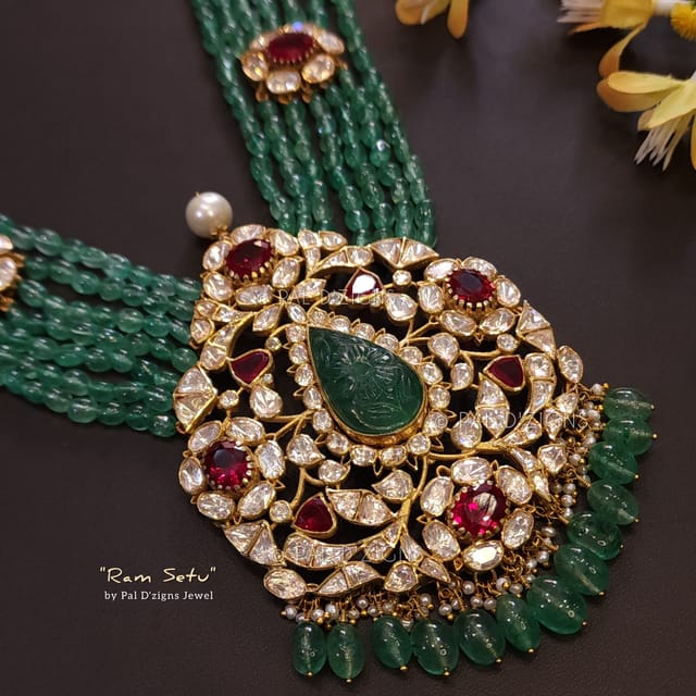 Ram Setu Moissanite Polki Pendant