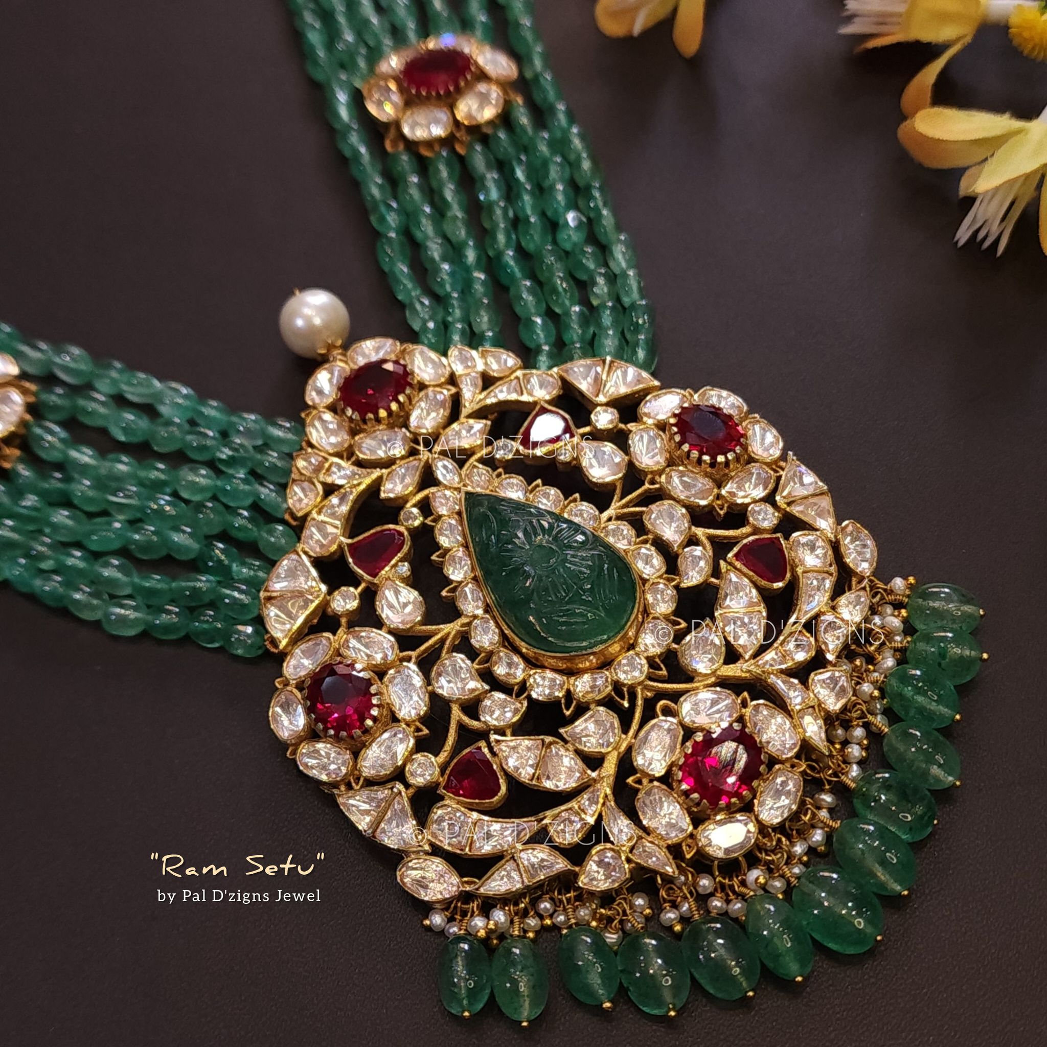 Ram Setu Moissanite Polki Pendant