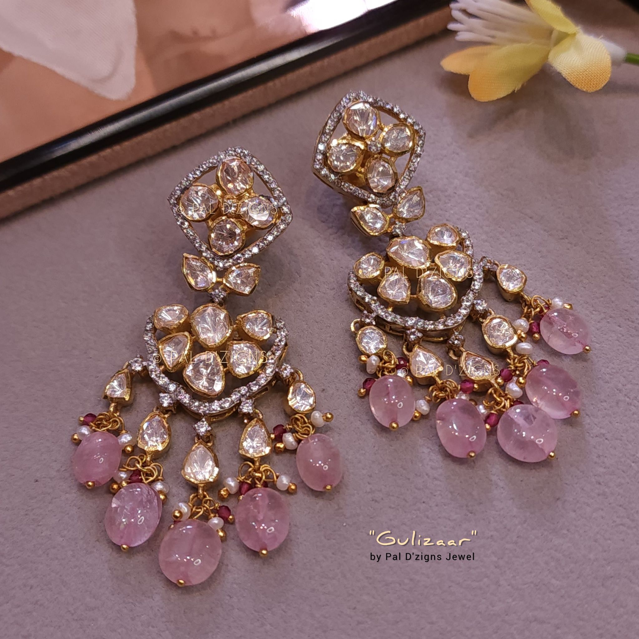 Gulizaar Moissanite Polki Earings