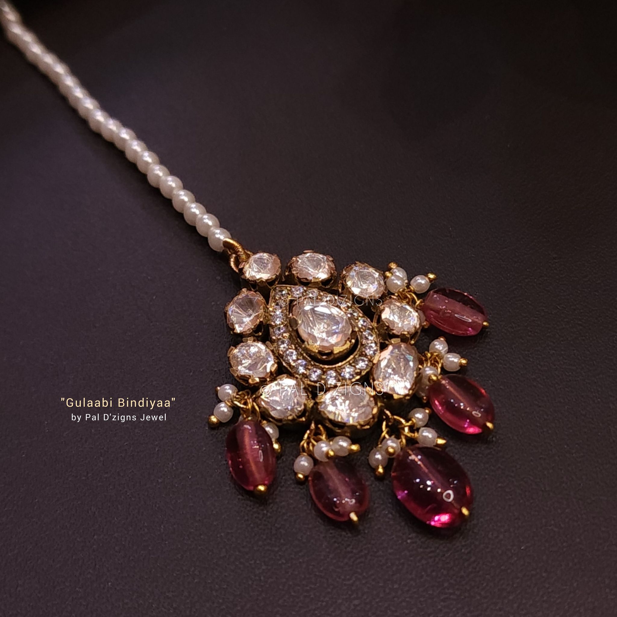 Gulaabi Bindiyaa Moissanite Polki Tika