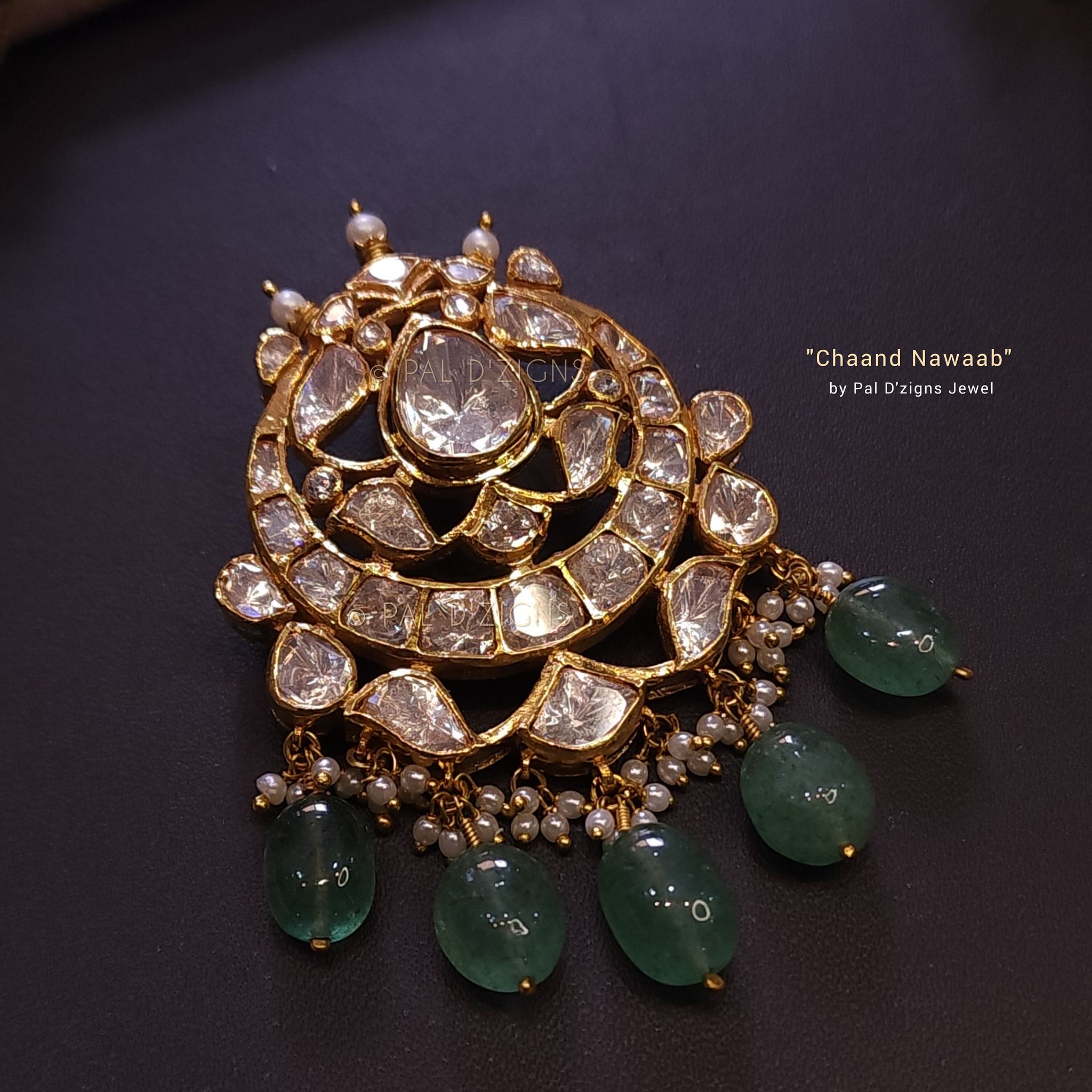 Chaand nawaab Moissanite Polki Pendant