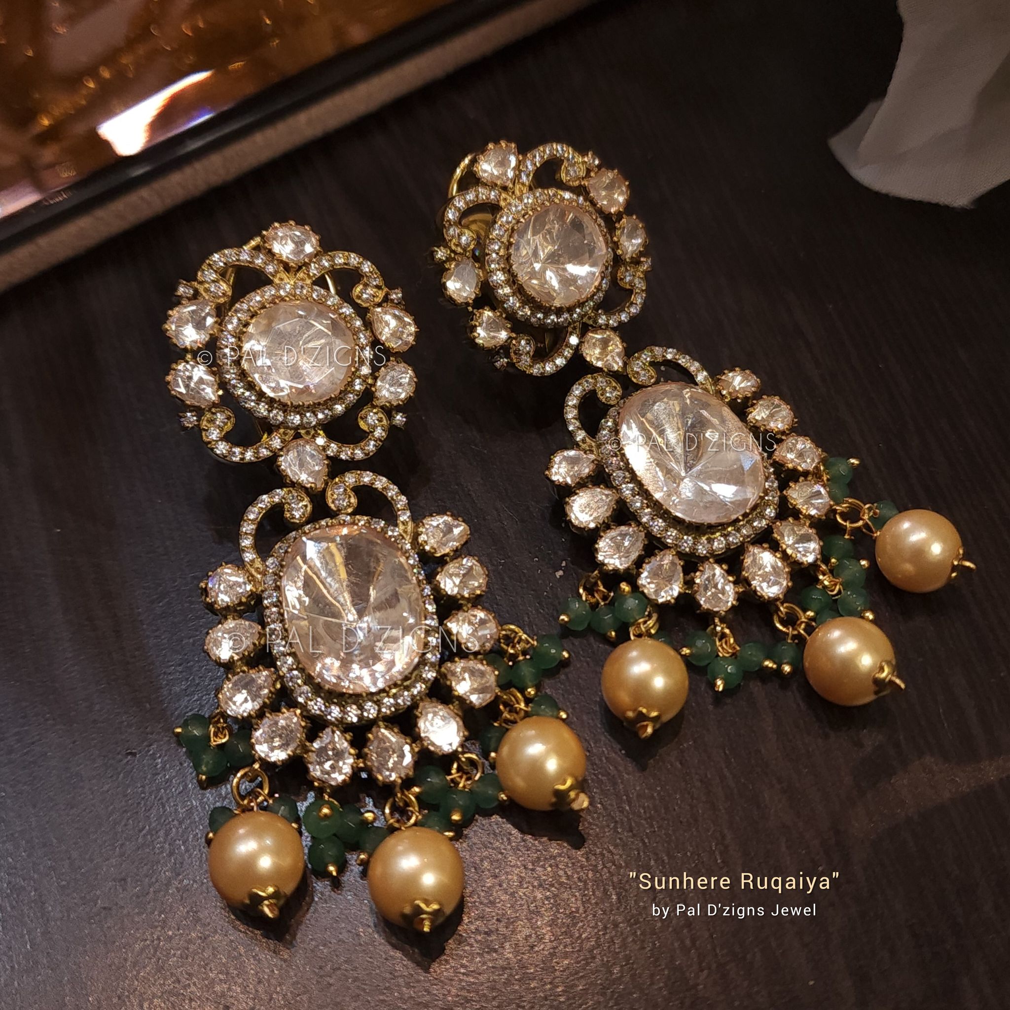 Sunhere Ruqaiya Moissanite Polki Earings