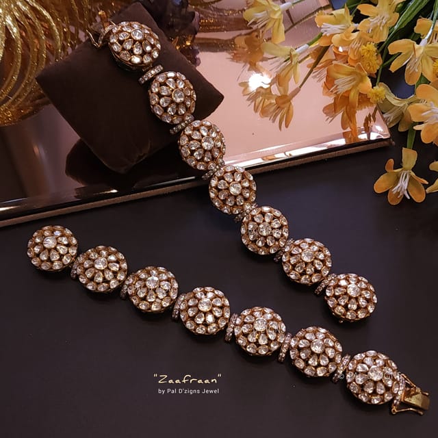 Zaafraan Moissanite Polki Bracelet 2-10" Size