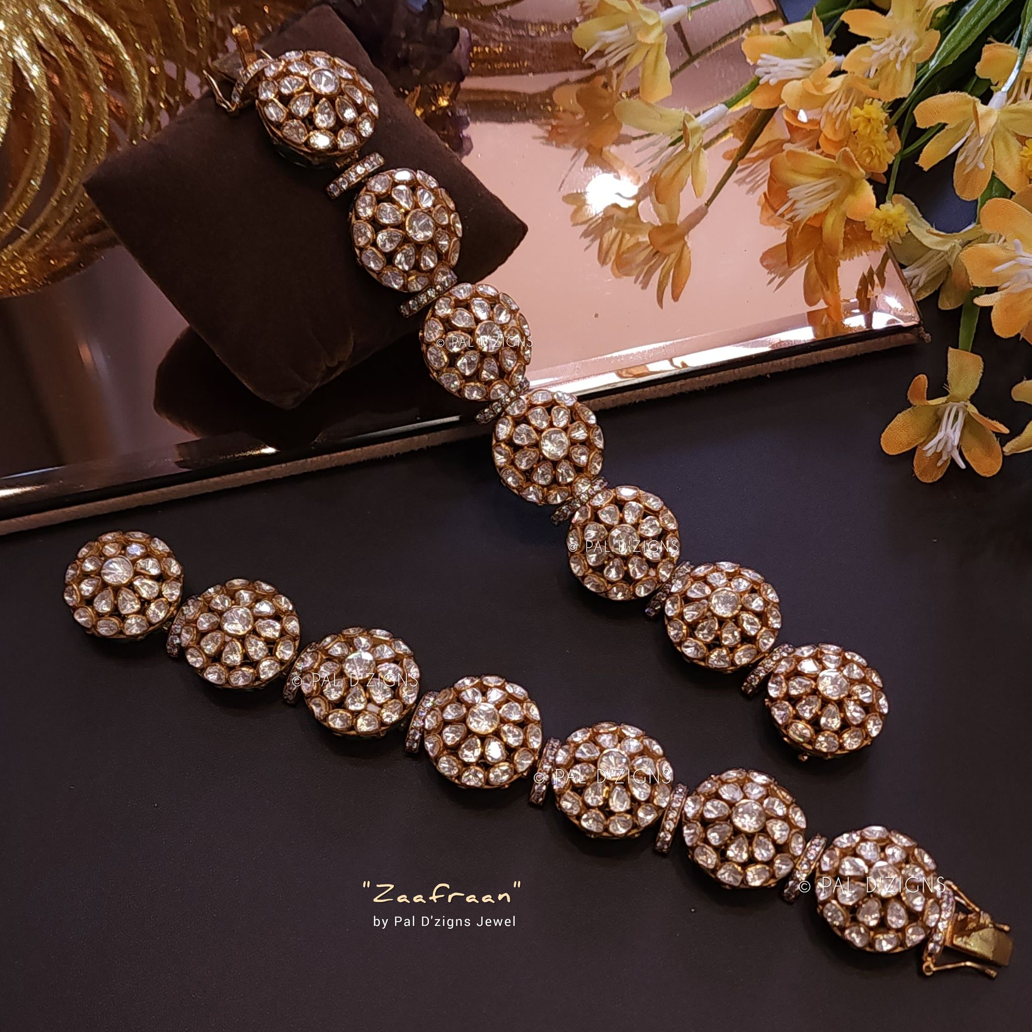 Zaafraan Moissanite Polki Bracelet 2-10" Size