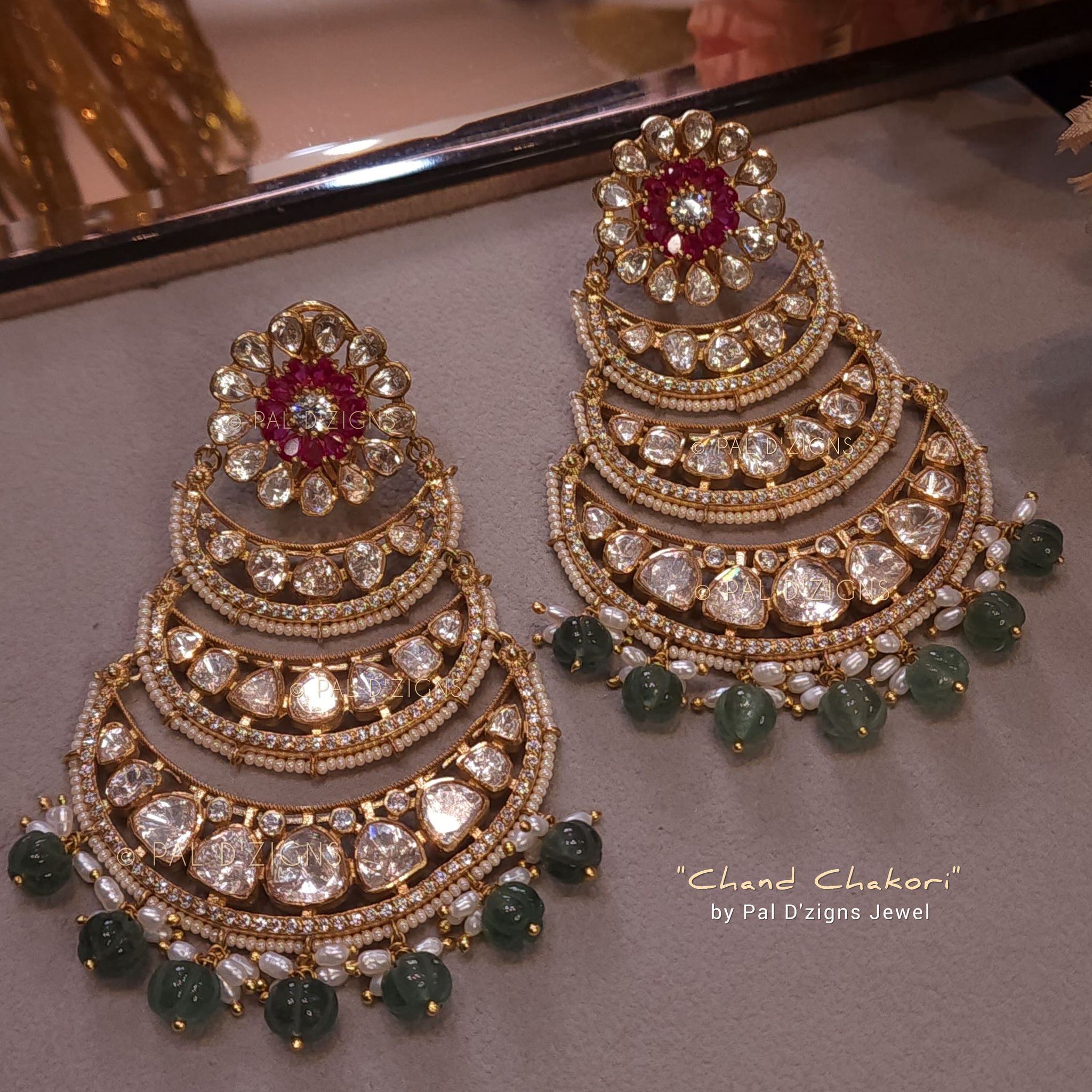 Chaand chakori Moissanite Polki Earring