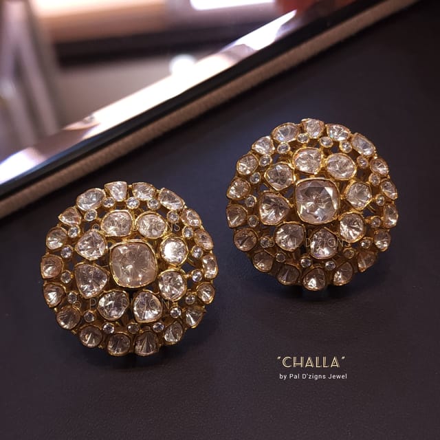 Challa Moissanite Polki Studs
