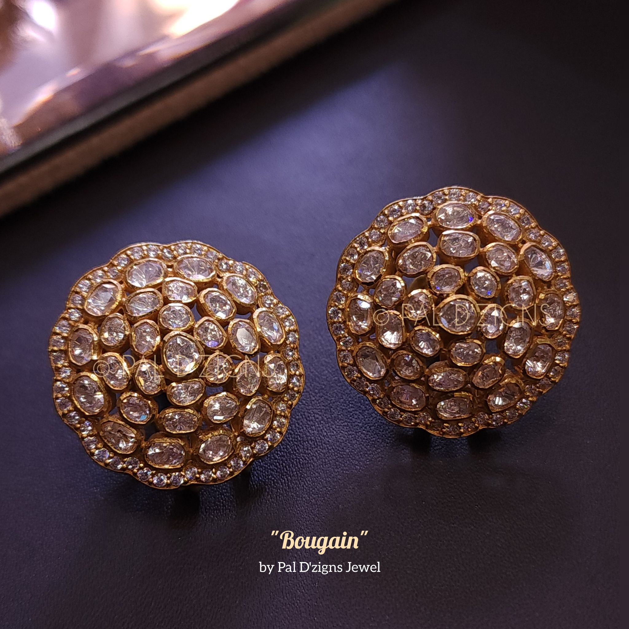 Bougaine Moissanite Polki Stud