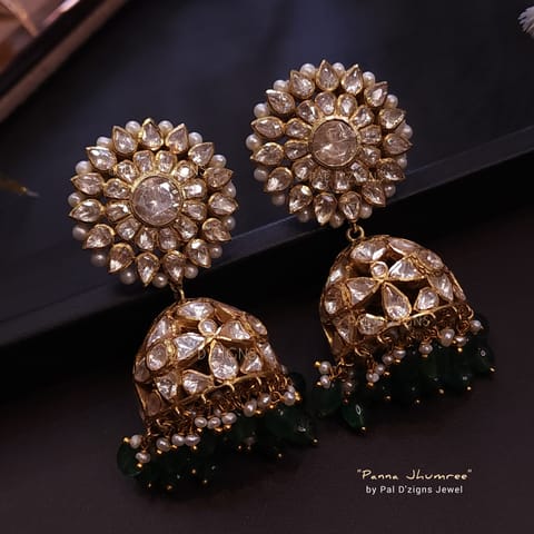 Panna Jhumree Moissanite Polki Earing Panna Jhumree Moissanite Polki Earing