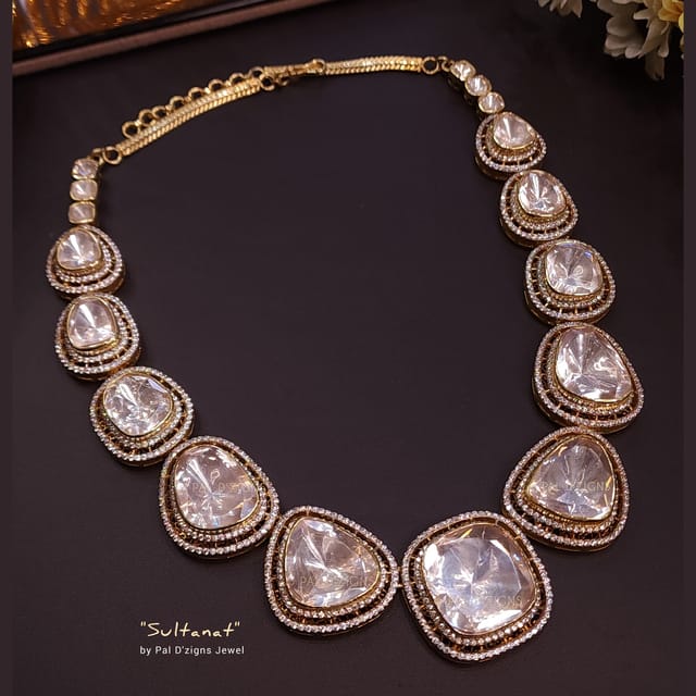 Saltanath Moissanite Big Polki Necklace