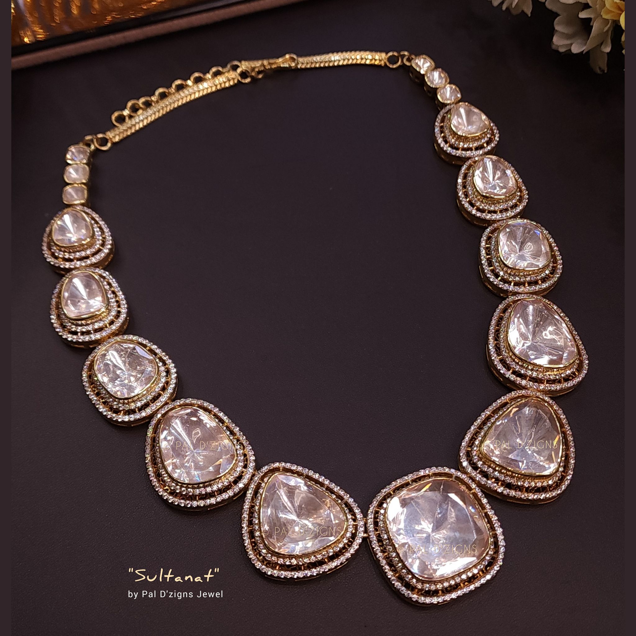 Saltanath Moissanite Big Polki Necklace