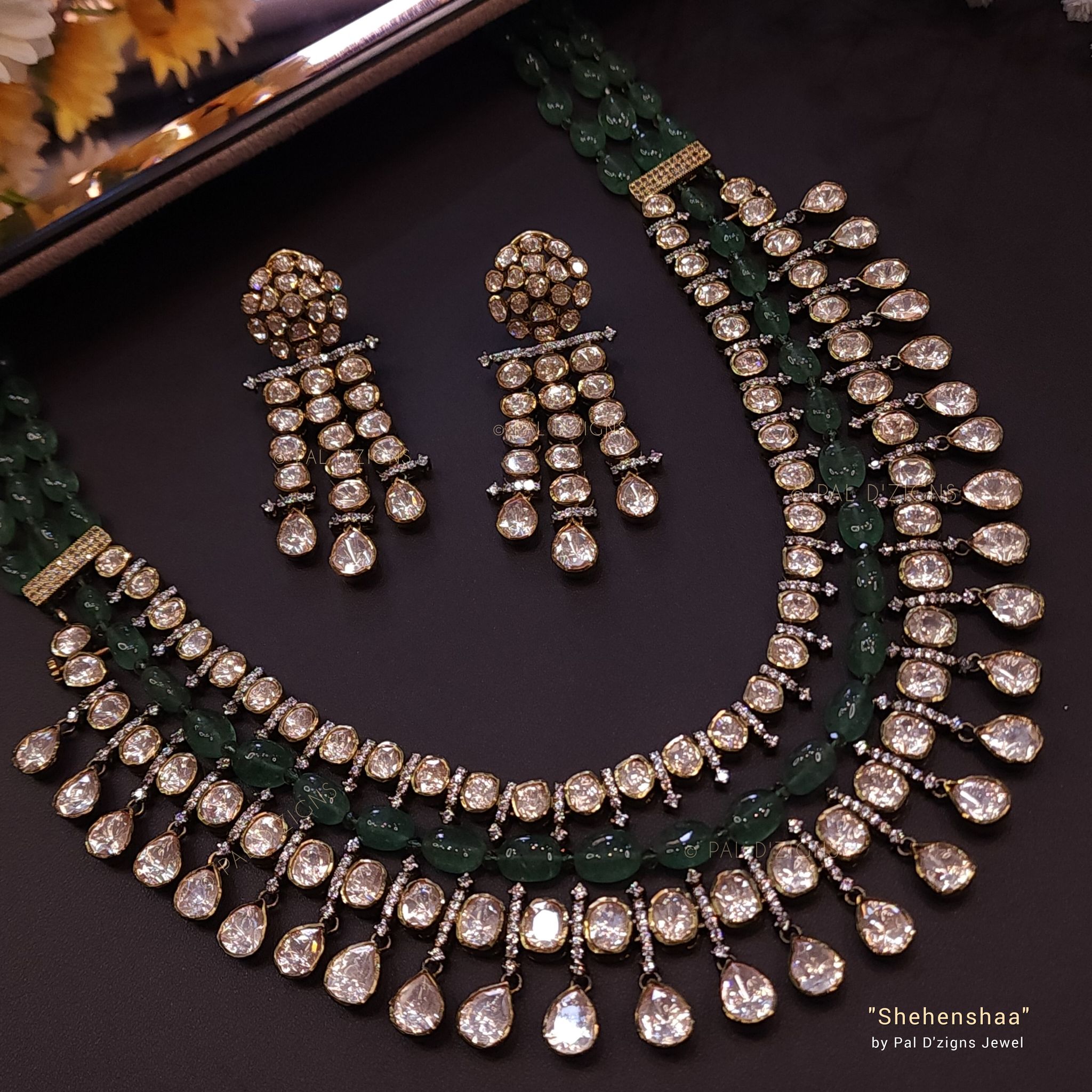 Shehenshaa Moissanite Polki Necklace Set