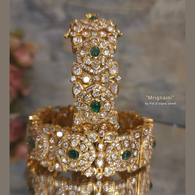 Mrignaini (2-4" Size) Moissanite Polki Bangles (Pair)