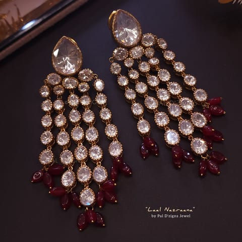 Laal Nazraana - Moissanite polki Earrings