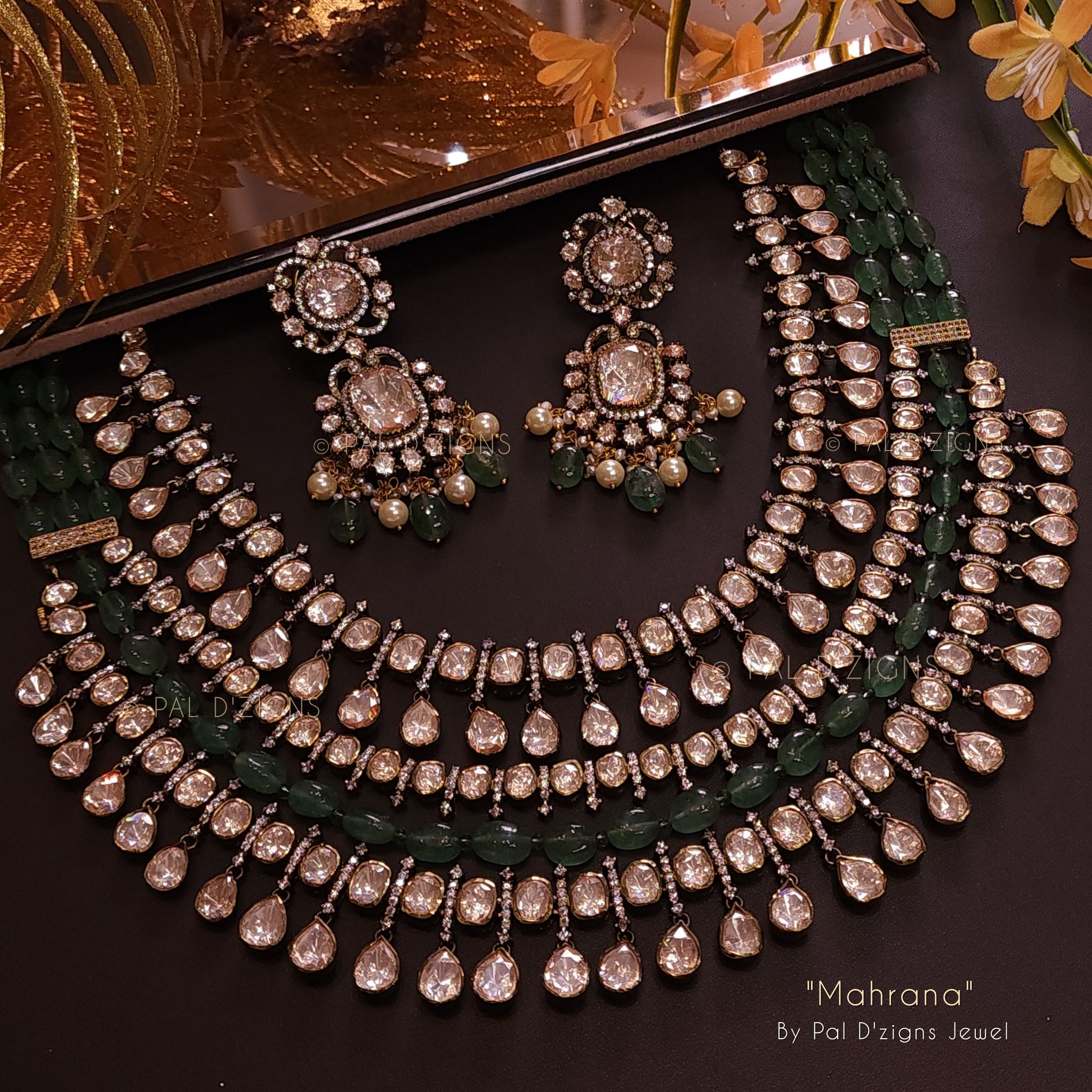 Mahrana Moissanite polki Necklace set