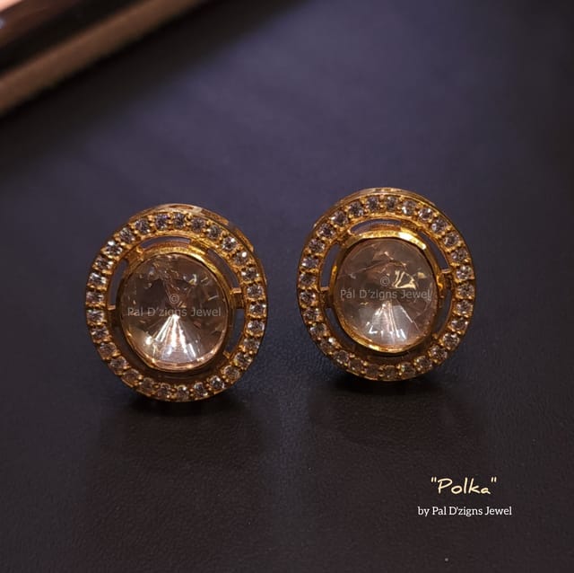 Polka Moissanite Polki Studs