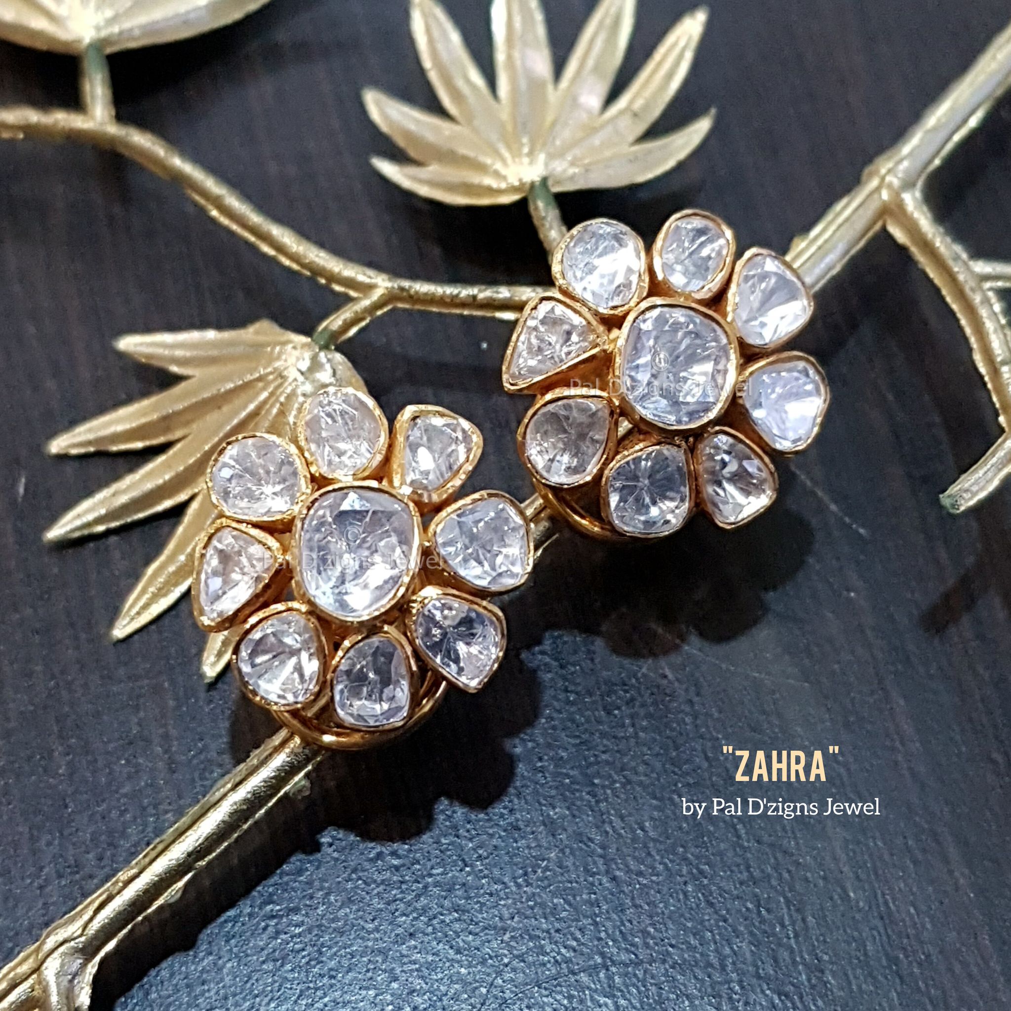 Zahra Moissanite Polki Stud