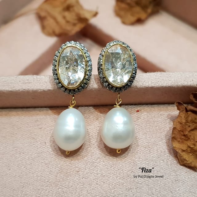Fiza Moissanite Polki Studs