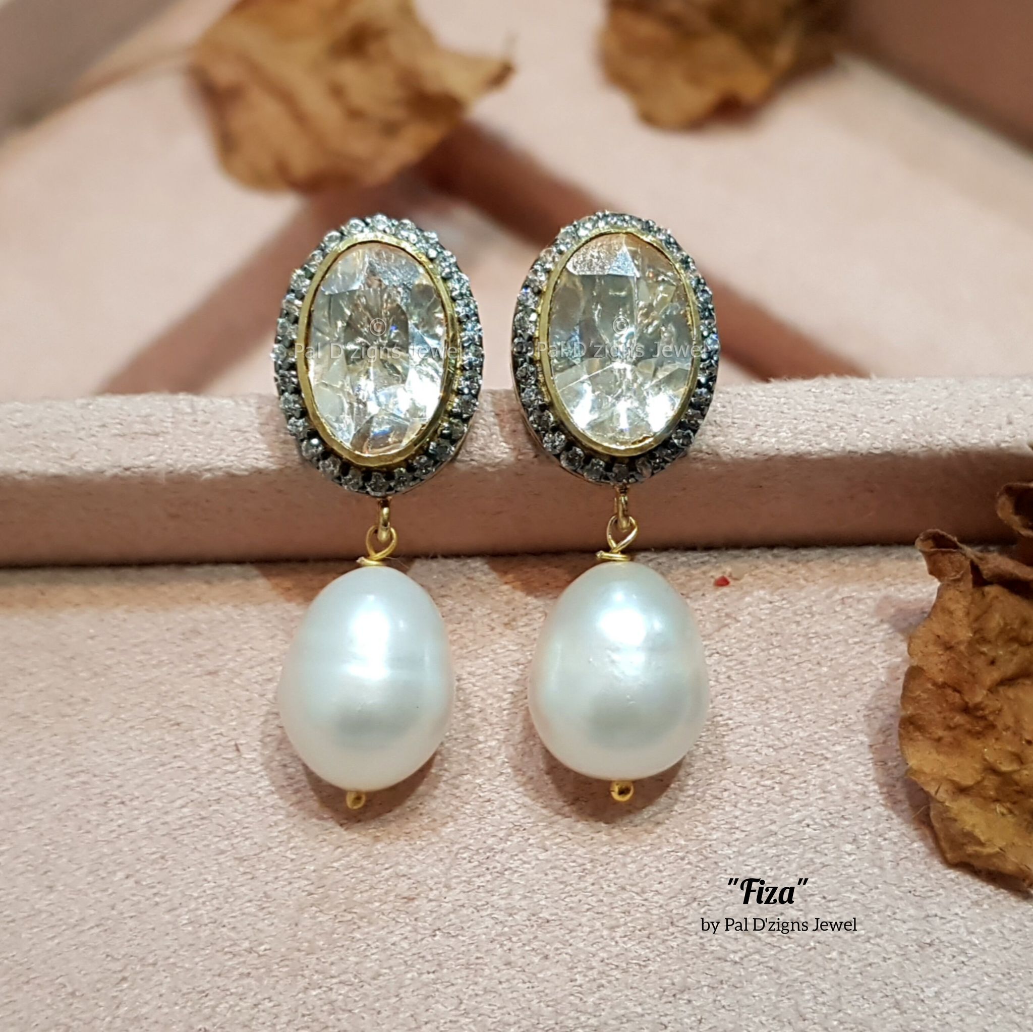 Fiza Moissanite Polki Studs