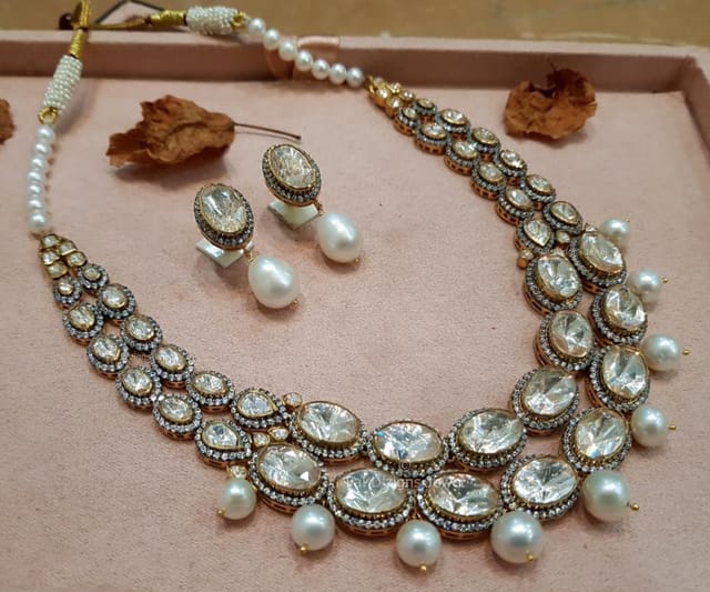 Fiza Moissanite Polki Necklace set