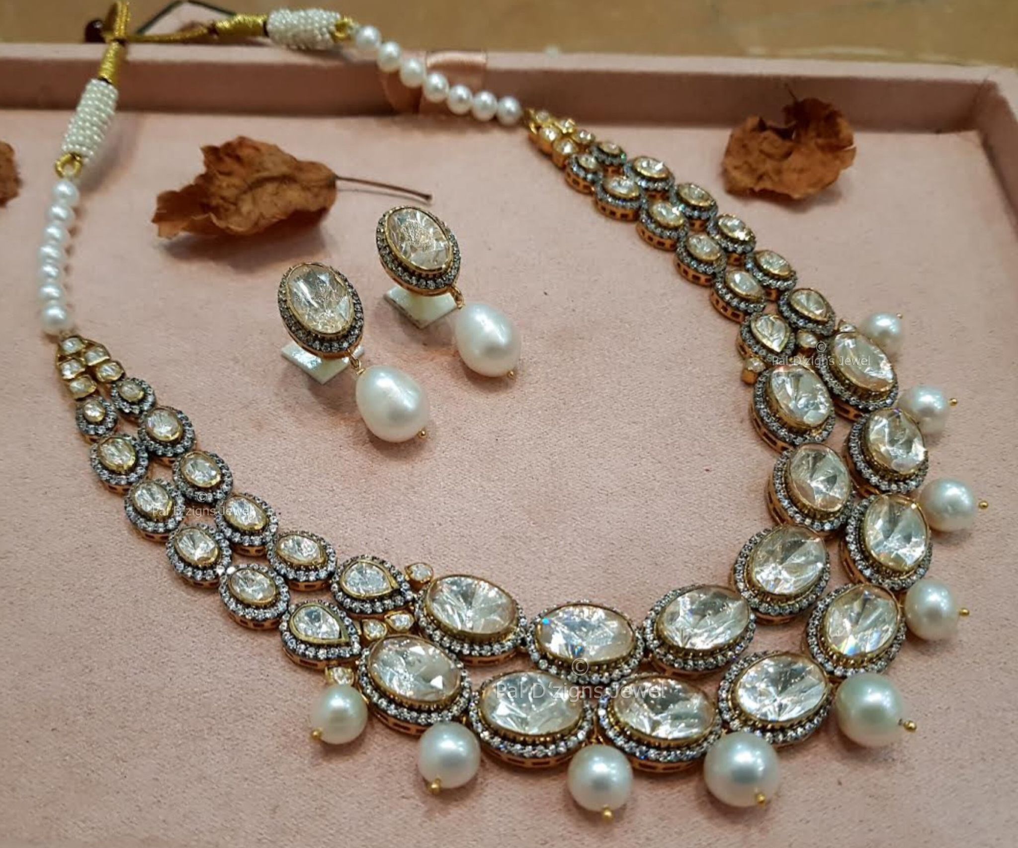 Fiza Moissanite Polki Necklace set